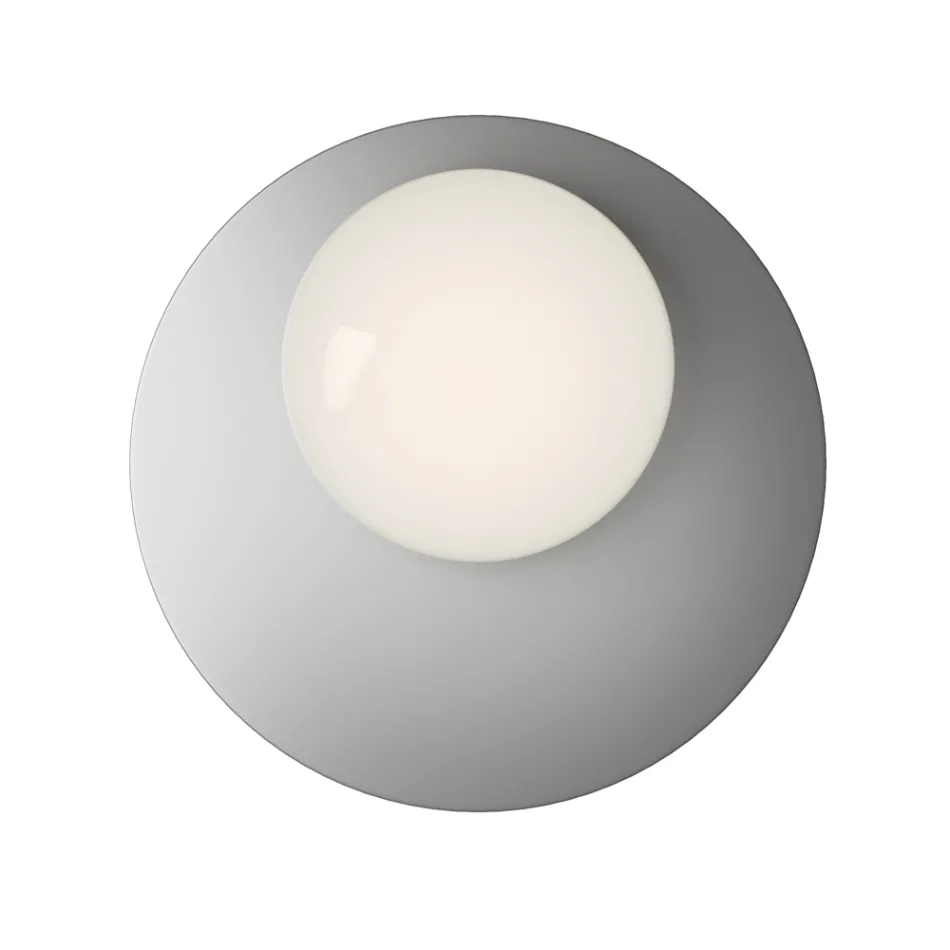 Vägg- eller taklampa i aluminium, metall och vit glaslampa - Luma Viadurini