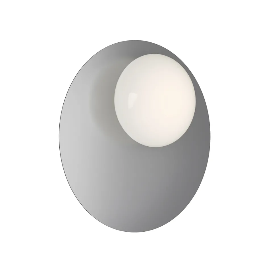 Vägg- eller taklampa i aluminium, metall och vit glaslampa - Luma Viadurini