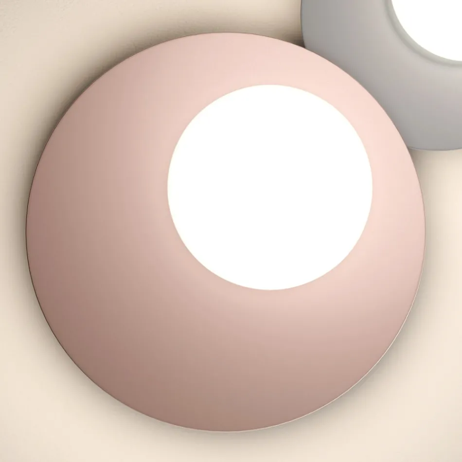 Vägg- eller taklampa i aluminium, metall och vit glaslampa - Luma Viadurini