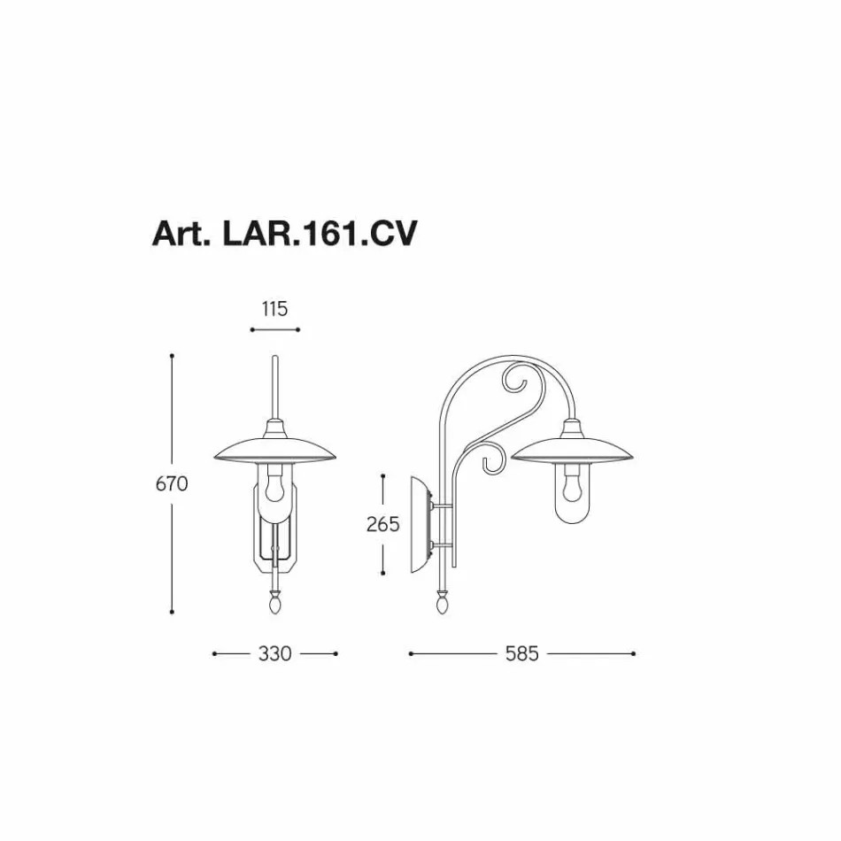 Applique Otello koppar, mässing, glas, aluminium Viadurini