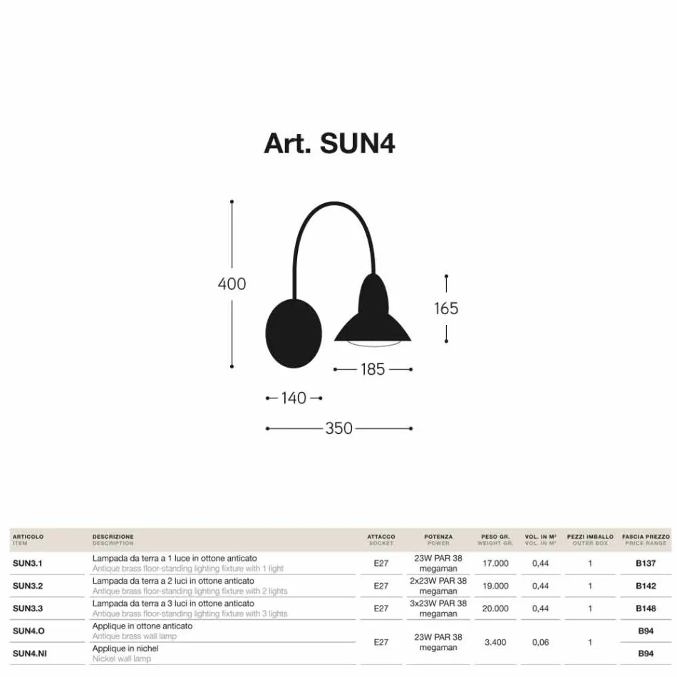 Applikationer för utomhus Jasmine nickel yta mässing Viadurini