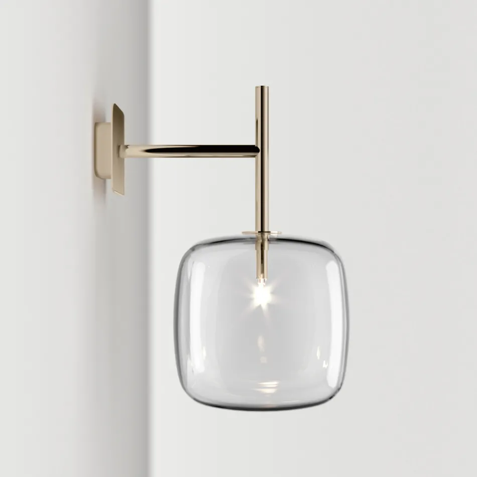 Raffinerad vägglampa i blåst Pyrexglas och metall tillverkad i Italien - Donatina Viadurini