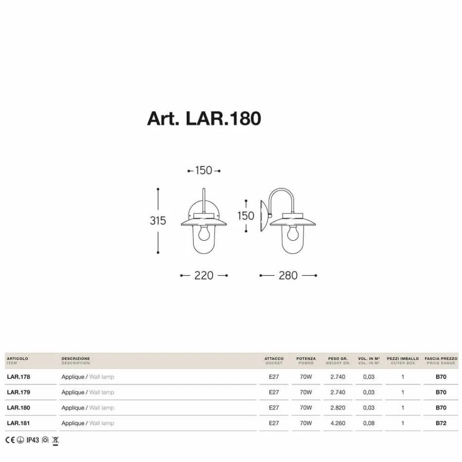Applikationer klassiska La Traviata koppar, glas, mässing Viadurini