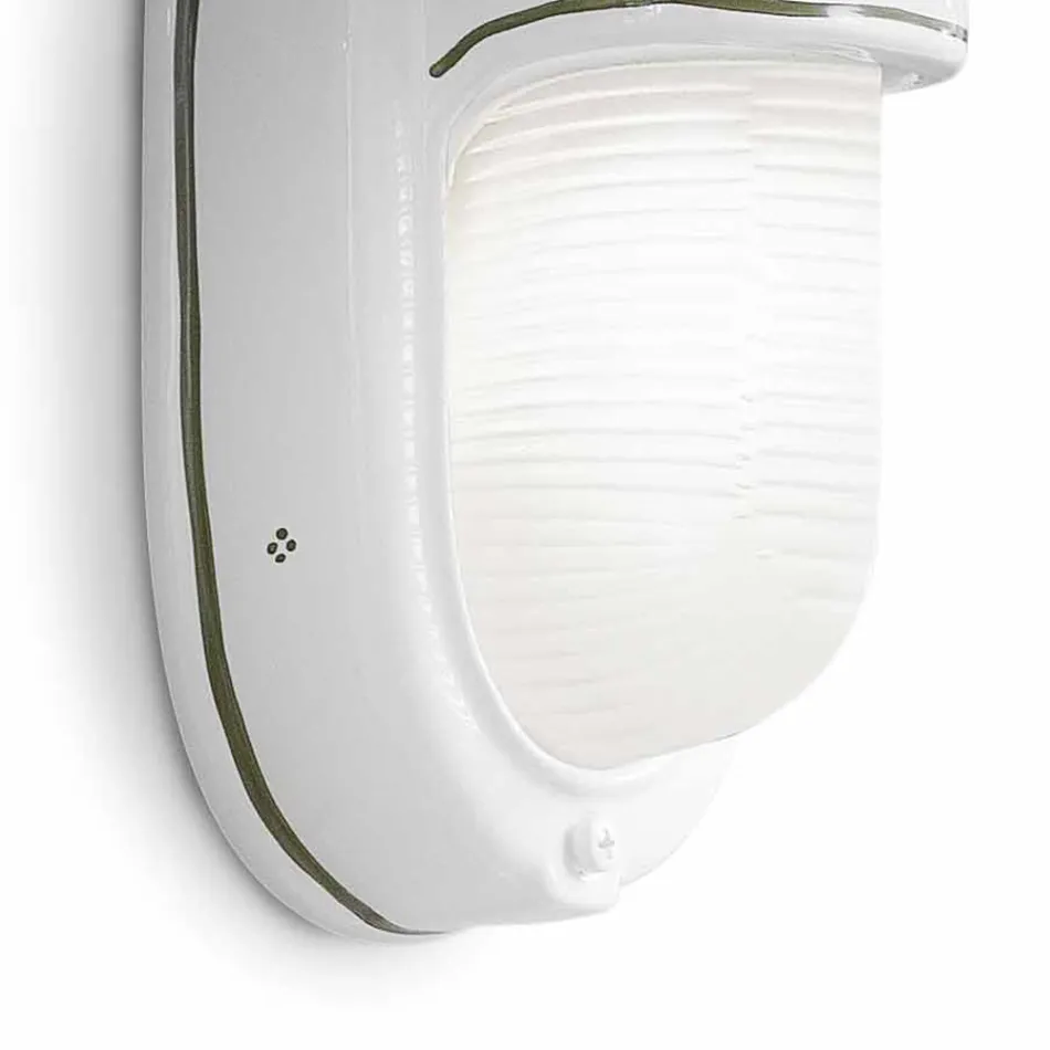 Vertikal utomhusvägglampa i keramiska handmålade blommor - Brindisi Viadurini