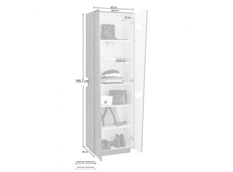 2-dörrars garderob i hållbart vitt eller skiffermelaminträ - Joris Viadurini