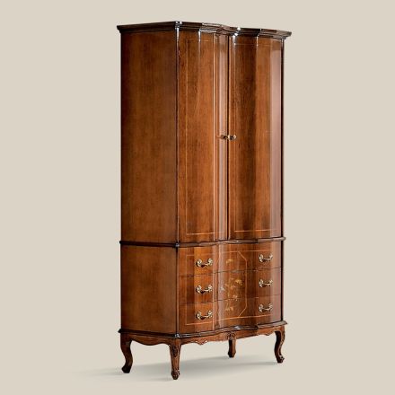 Klassisk trägarderob med 2 dörrar och 3 lådor Made in Italy - Lyx Viadurini