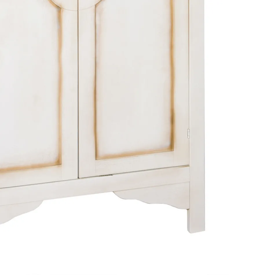 Patinerad vit trägarderob med 2 dörrar tillverkad i Italien - Agni Viadurini