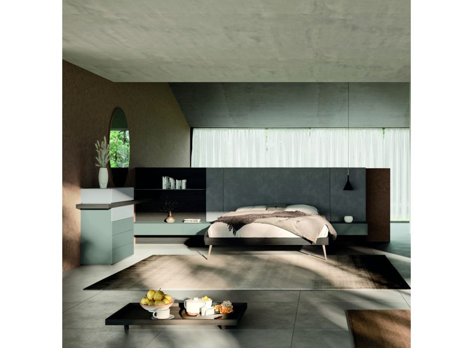 6 -Element sovrumsmöbler tillverkade i Italien - Ruby Viadurini