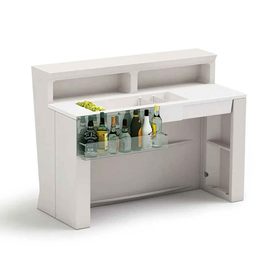 Självlysande bardisk med organiseringstillbehör och flaskhållare - Rapport Viadurini