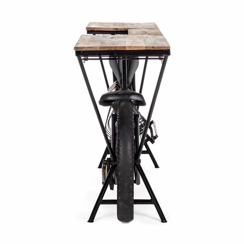 Konsolstång för modern design i mangoträ- och stålmotorcykel - schalottenlök Viadurini