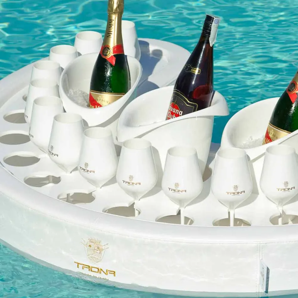 Swim-up bar Trona konstläder vit nautiska och plexiglas Viadurini