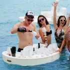 Trona flytande bar i vitt nautiskt ekologiskt läder och plexiglas Viadurini