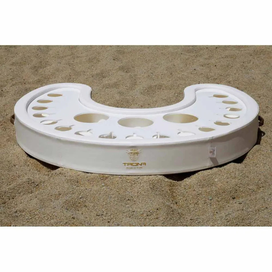 Trona flytande bar i vitt nautiskt ekologiskt läder och plexiglas Viadurini