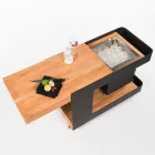 Modern mobilstång på hjuldesign med trä- och stålbord - Giancalliope Viadurini