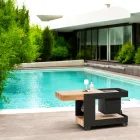 Modern mobilstång på hjuldesign med trä- och stålbord - Giancalliope Viadurini