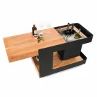 Modern mobilstång på hjuldesign med trä- och stålbord - Giancalliope Viadurini