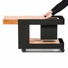 Modern mobilstång på hjuldesign med trä- och stålbord - Giancalliope Viadurini