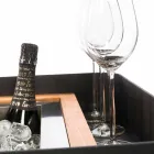 Modern mobilstång på hjuldesign med trä- och stålbord - Giancalliope Viadurini