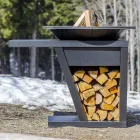 Med kokplatta och vedhållare - Giorgione Viadurini