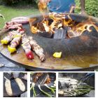 Träbrännbarbecue med kokplatta och vedhållaravdelning - Ferran Viadurini