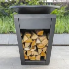 Träbrännbarbecue med kokplatta och vedhållaravdelning - Ferran Viadurini