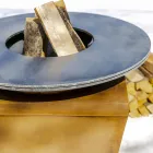 Träbrännbarbecue med kokplatta och vedhållaravdelning - Ferran Viadurini