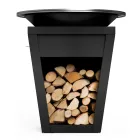 Träbrännbarbecue med kokplatta och vedhållaravdelning - Ferran Viadurini