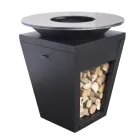 Träbrännbarbecue med kokplatta och vedhållaravdelning - Ferran Viadurini