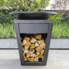 Träbrännbarbecue med kokplatta och vedhållaravdelning - Ferran Viadurini