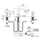 Klassisk 3-håls bidéblandare i mässing och fjärilshandtag - Miriano Viadurini