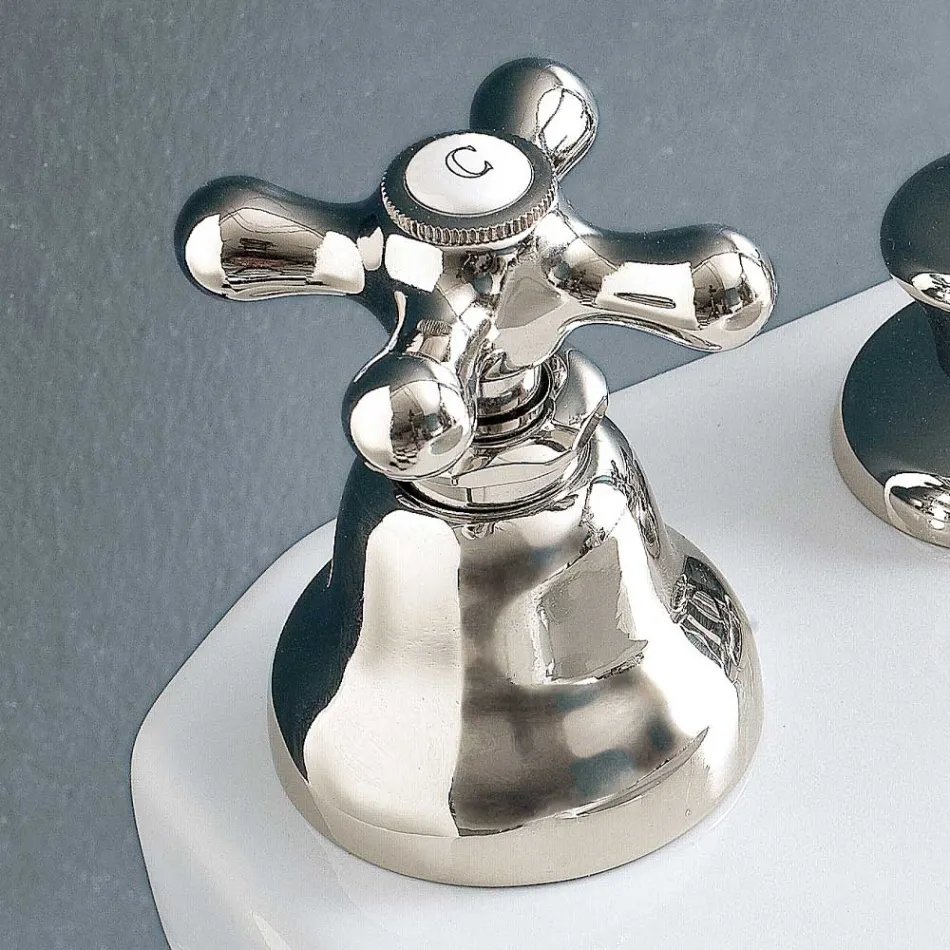 3-håls bidéblandare avlopp Intern leverans Handgjord mässing - Ercolina Viadurini