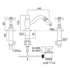 3-håls bidéblandare med klassiskt handgjort mässingsavfall - Fioretta Viadurini