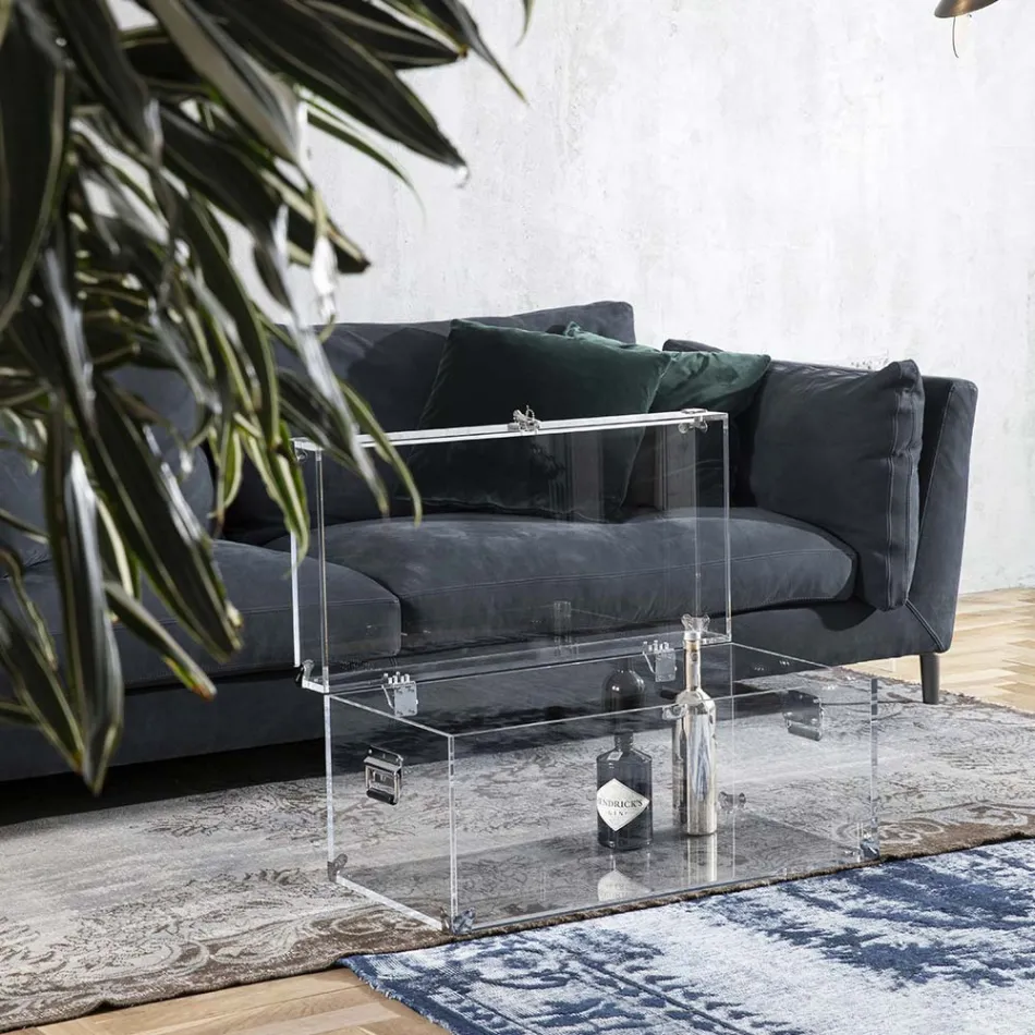 Designstam i transparent akrylkristall och modernt stål - Dante Viadurini