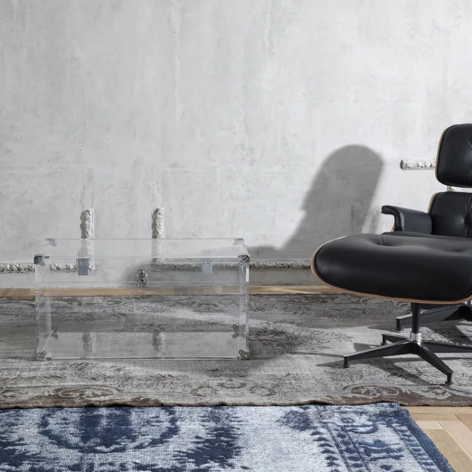 Designstam i transparent akrylkristall och modernt stål - Dante Viadurini