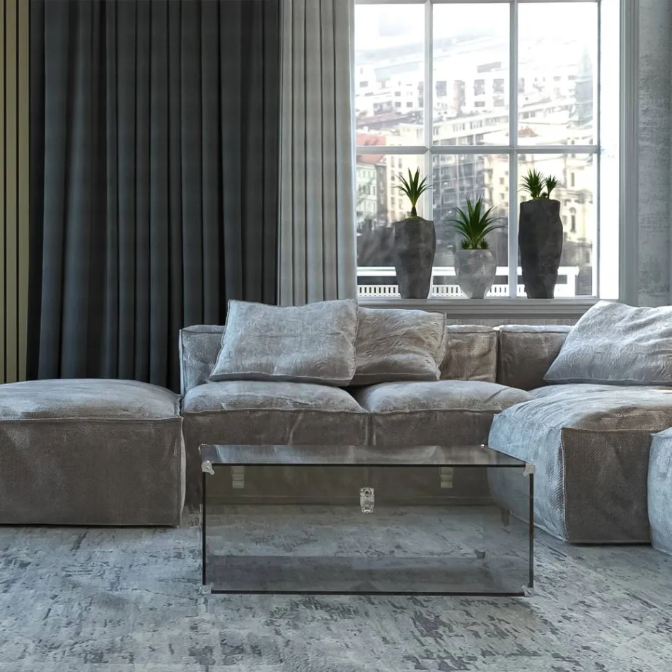 Stam i transparent eller rökt akrylkristall och modernt stål - Dante Viadurini