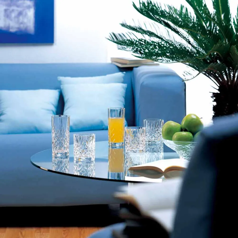 Dubbel gammaldags vintage design ekokristallglas 12 delar - Cantabile Viadurini