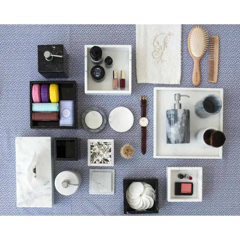 Glastandborstehållare i Paonazzo Marble Tillverkad i Italien - Limba Viadurini