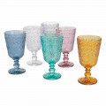 Bägare glas vin eller vatten i glas med dekorationer, 12 stycken - Pizzotto
