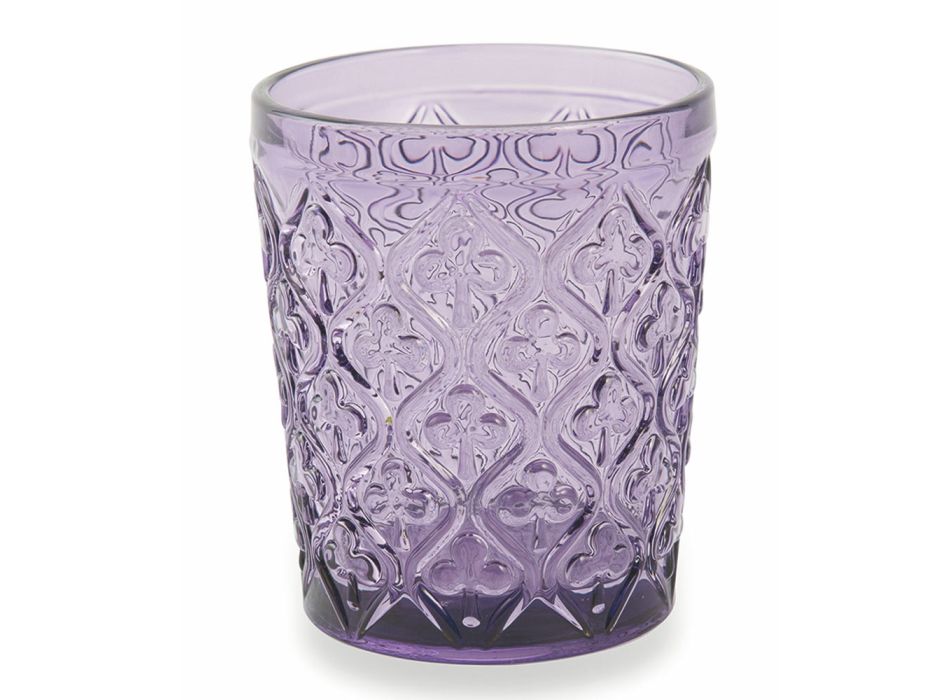 Färgat glas Vattenglas med arabeskdekorationer 12 delar - Marocko Viadurini