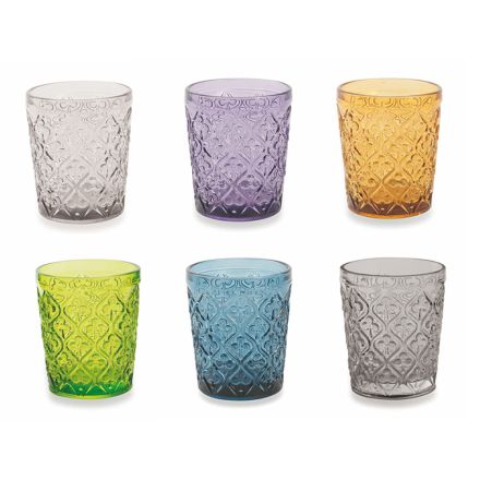 Färgat glas Vattenglas med arabeskdekorationer 12 delar - Marocko Viadurini