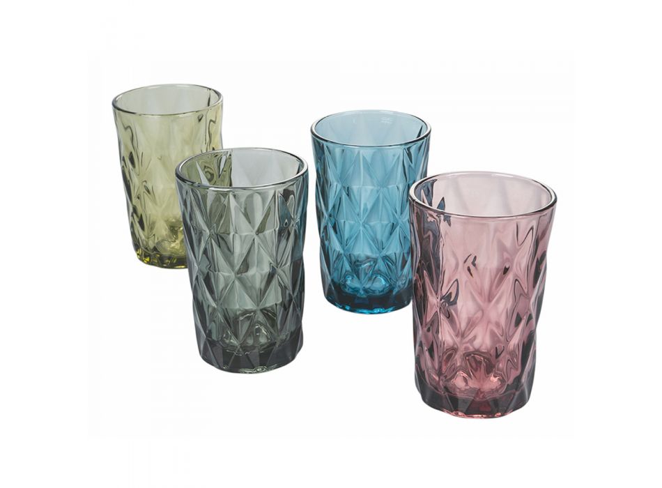 Tall Tumblers i färgat glas för dryckeservice 12 delar - renässans Viadurini