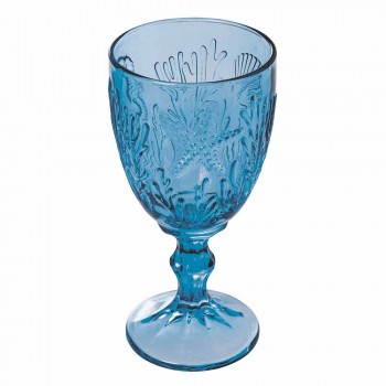 Glasögon Vin- eller vattenfärgat glas marin dekor 12 stycken - Mazara
