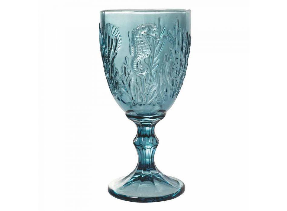 Glasögon Vin- eller vattenfärgat glas marin dekor 12 stycken - Mazara