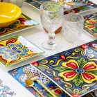 Transparent glasvattenglas med snidade dekorationer 12 stycken - Rocca Viadurini