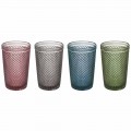Vatten- eller dryckglas i färgat och bearbetat glas, 8 stycken - sugtablett