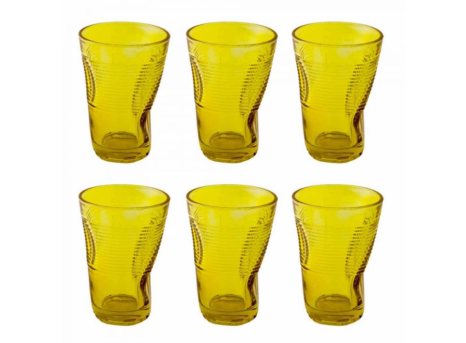 Färgade glas cocktailglas 6 stycken skrynklig design - Sarabi Viadurini