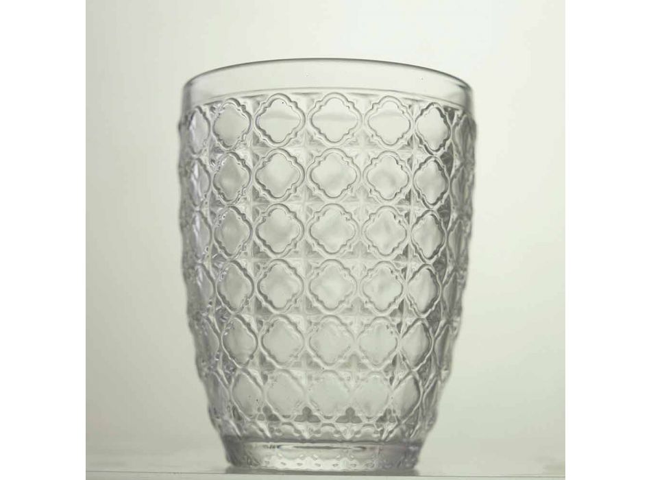 6 delar serveringsglas i genomskinligt glas för vatten - optiskt Viadurini