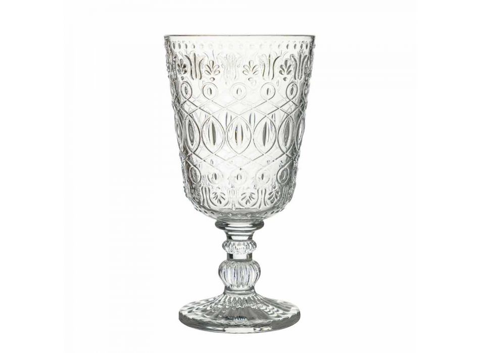 Transparent dekorerat glas vinglas 12 designbägare - marockobiskt Viadurini