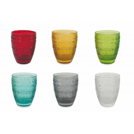 Moderna färgade glass serveringsglas för vatten - Folk Viadurini