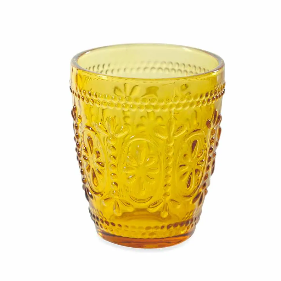 Dekorerade och färgade glasögon Vattenuppsättning 6 delar - Pastell-Palazzo Viadurini